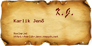 Karlik Jenő névjegykártya