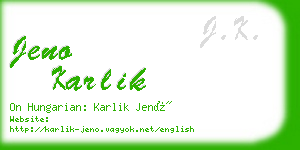 jeno karlik business card